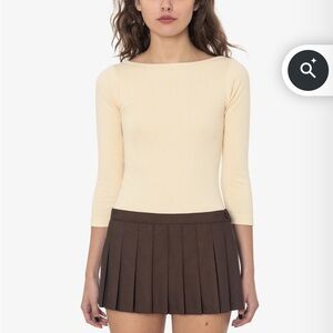 Los Angeles Apparel Pleated Low Rise Twill Mini Skirt – Brown
